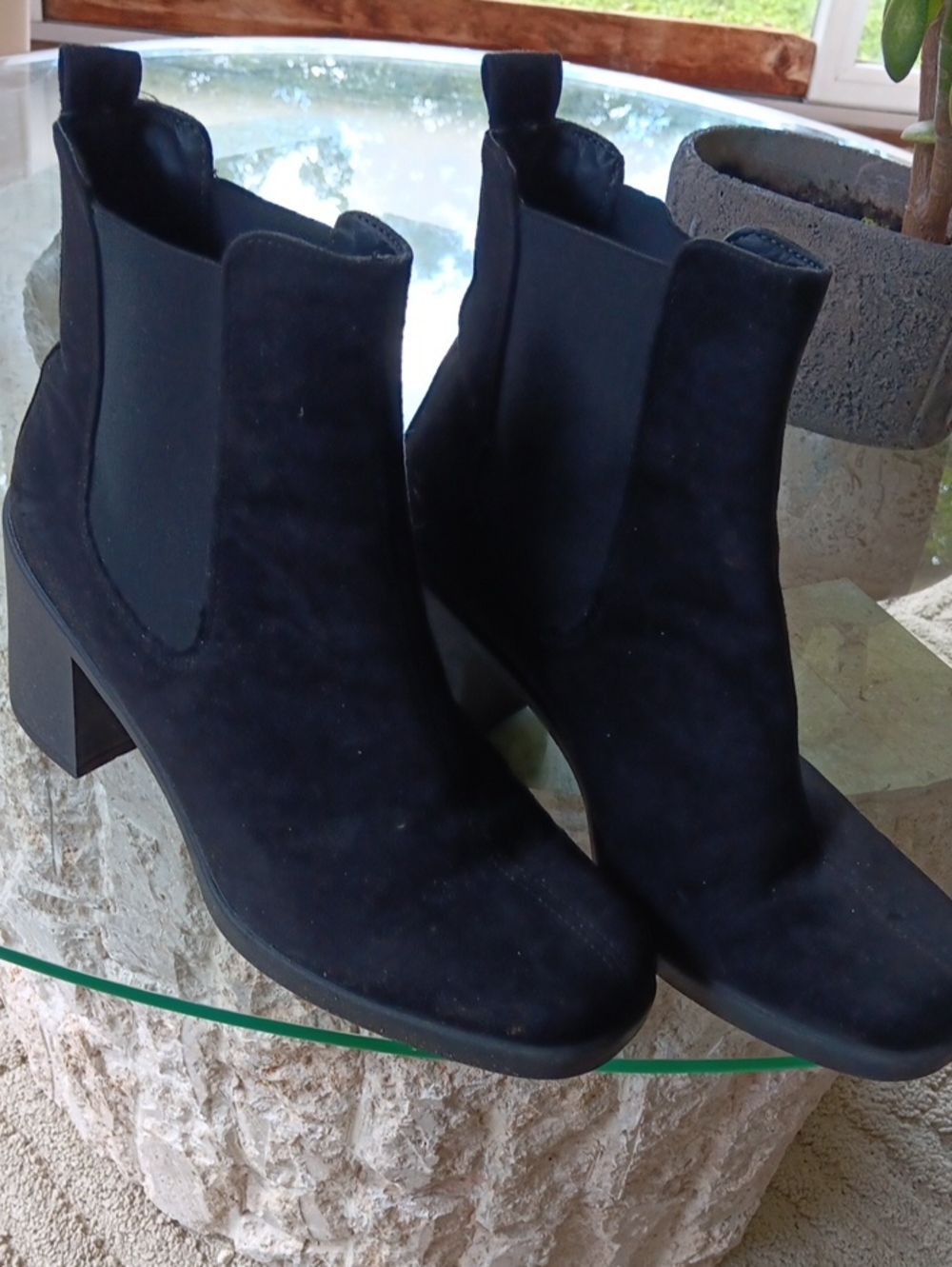 Topshop Black Suede Chelsea Ankle Boots